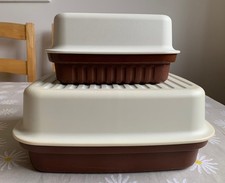 2 Vintage Tupperware Brown &